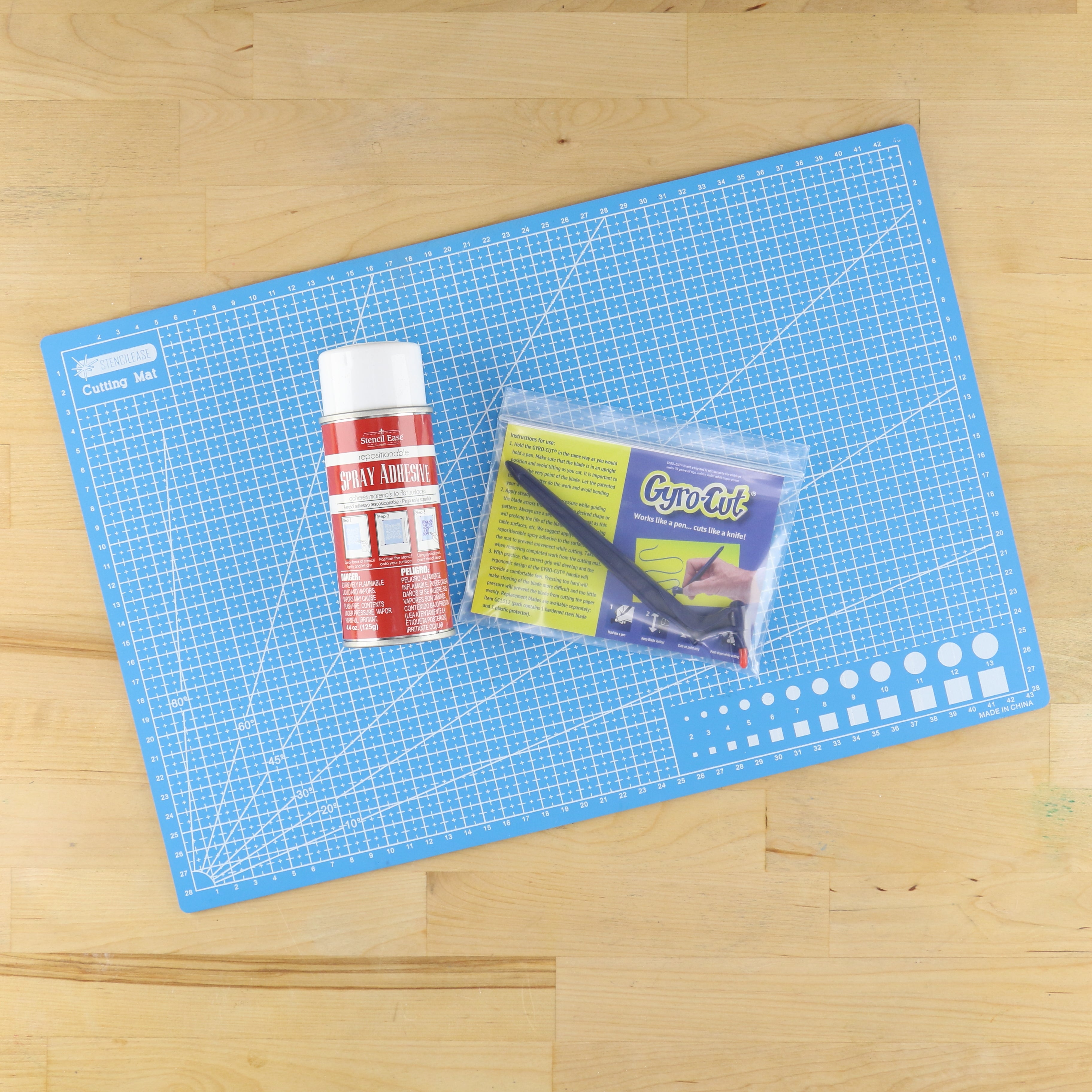 Gyrocut Set With Sticky Mat Adhesive 2 Blade Packs + A4 Cutting