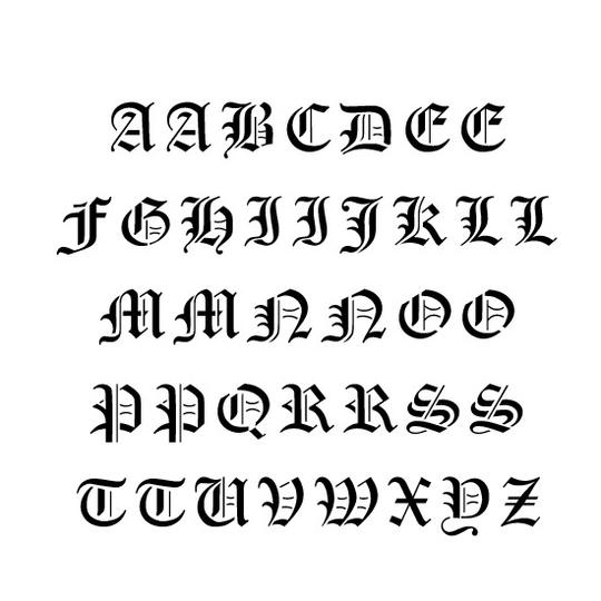 large old english font alphabet